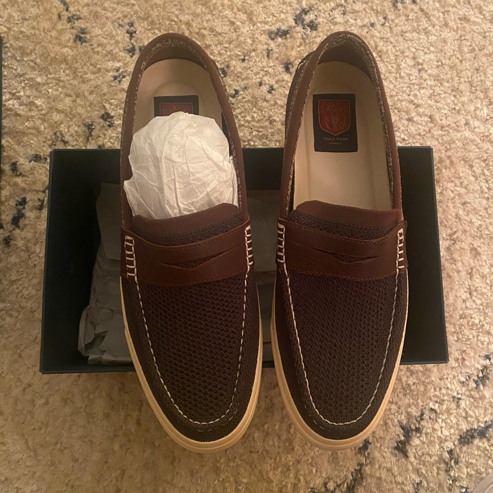 Cole Haan Dark Brown Mesh Loafers